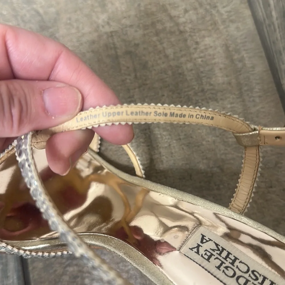 Badgley Mischka suede crystal embellishments sling backs size 8.5.